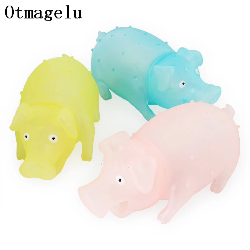 Cute Vinyl Rubber Pig Shape Pet LED Glowing Squeak Toys for Dog Cat Puppy Bite Sound Toys Chew Cleaning Thooth Pet Supplies7