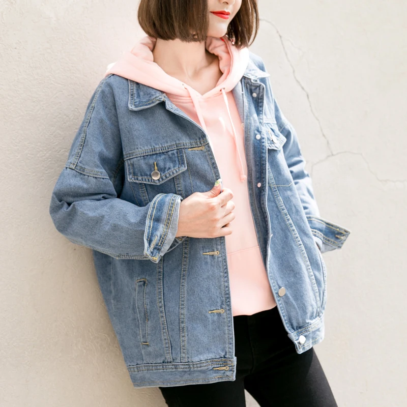 

New Fashion Jeans Jacket Women 2018 Spring Autumn Long Sleeve Casual Loose Denim Jacket Coat XL Jaqueta Feminina