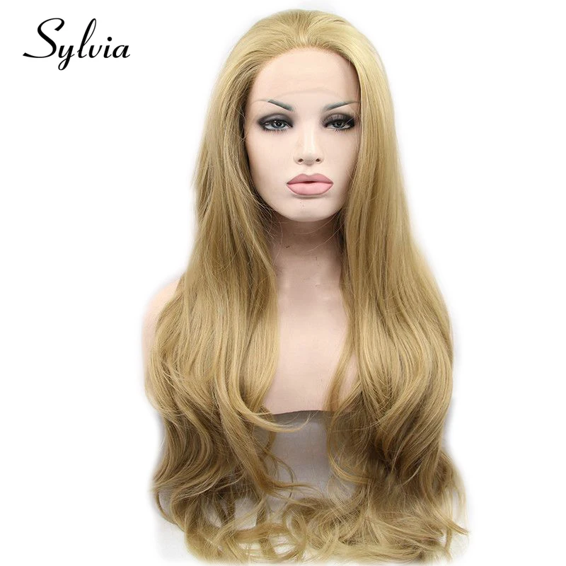 Sylvia loira brow perucas sintéticas frente do