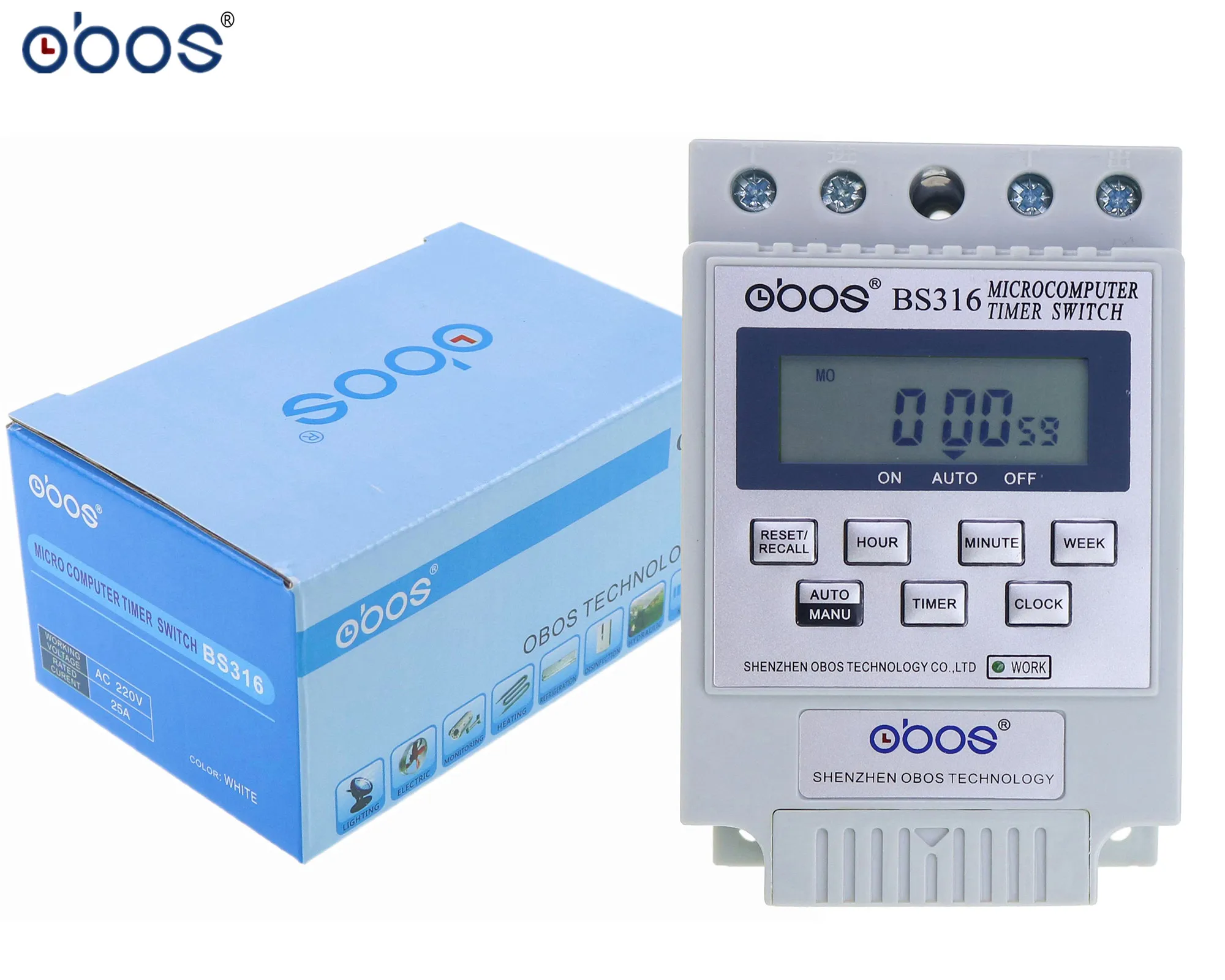 KG316T AC 220V 25A Din Rail LCD Digital Programmable Electronic Timer ...