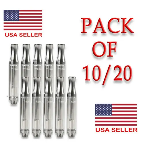 

10/20-Pack Gold/Silver Dual Coil Cartridge0 0.5/1.0ml Glass Tank0 510 thread0 Refillable Wax/Oil/Extract Cartridge