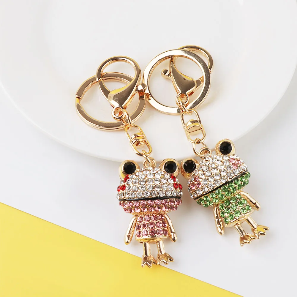 1 pc Lovely Frog Pendant Key Chains Charm Rhinestone Crystal Handbag