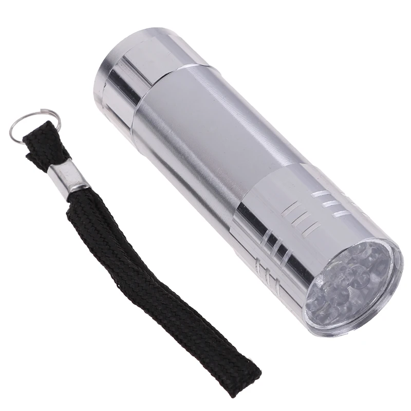 Portable Mini Aluminum UV ULTRA VIOLET 9LED FLASHLIGHT Torch Detection silver GA 