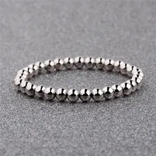

Simple 6mm Copper Beads Women Men Bracelet Rose Gold Black Gold Color Beaded Bracelet Female Male Jewelry Pulseras Mujer