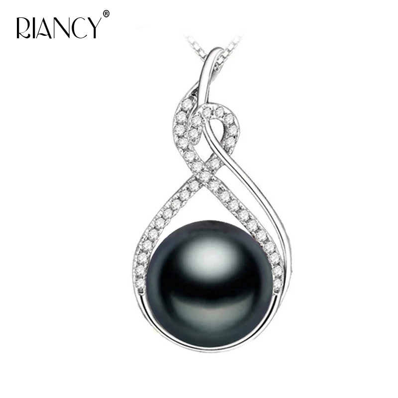 

Fashion natural Freshwater black pearl pendant for women fine bridal 10-11mm pearl pandents necklace chain