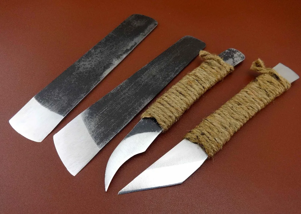

4pc Leather Craft Swiss Steel All Purpose Knife Skiver Trim Cutter Cutting Tool - Skiver Beveler Awl Slicker Burnisher Polisher