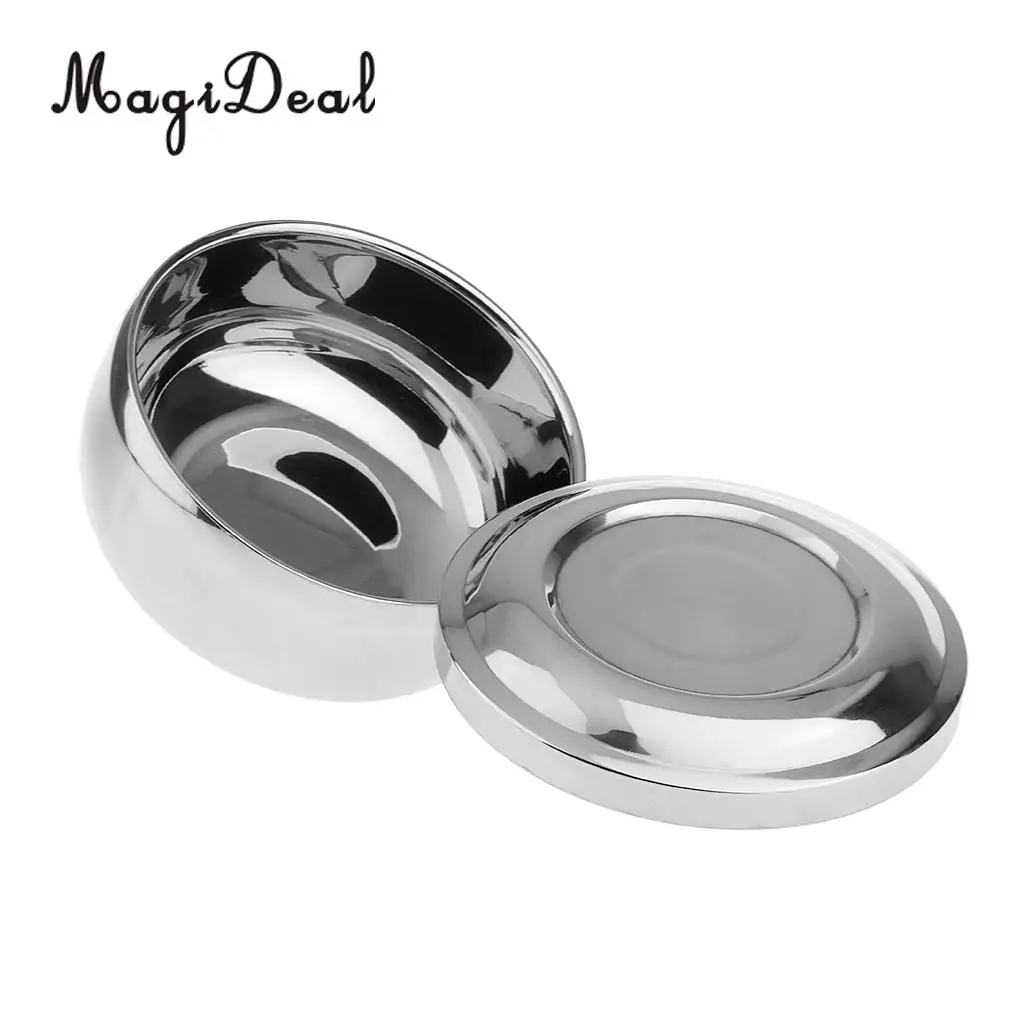 MagiDeal Stainless Steel Metal Shaving Mug Bowl Cup w/ Lid for Shave Brush Perfect size easier to create foam