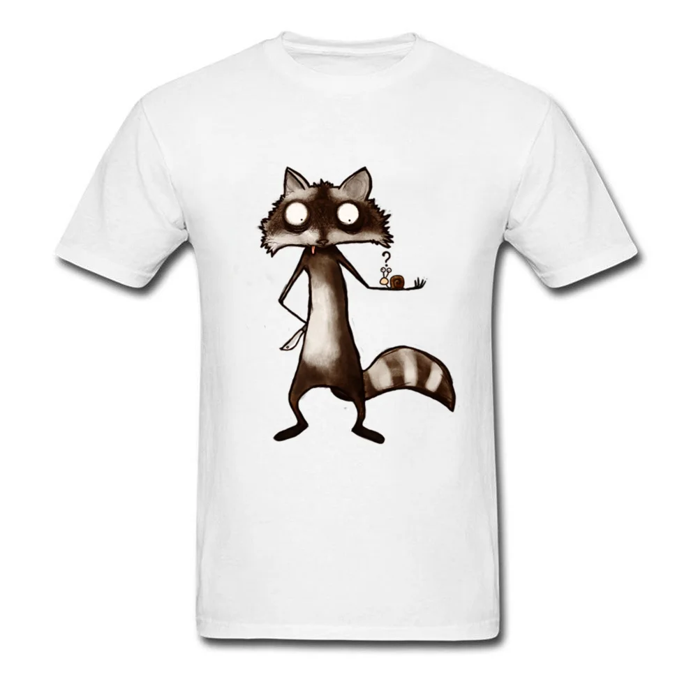 Racoon and Snail Tops & Tees Hip Hop O-Neck comfortable Short Sleeve Pure Cotton Men Tshirts Design Tee-Shirts Racoon and Snail white
