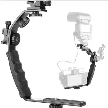

Yiwa Universal Flash Camera Grip L Bracket Hot Shoe Mount for Flash DSLR Video Light Camcorder Holder Tripods