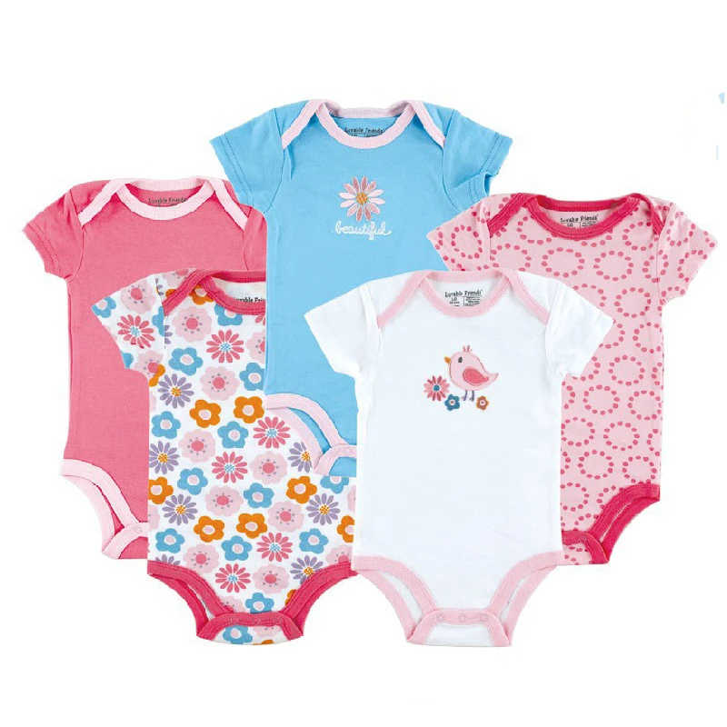 2017 Summer 5pcslot Baby Clothes Baby Romper O-Neck 100%Cotton Cute Styles Newborn Baby Boys girls Clothes Baby Overall (6)