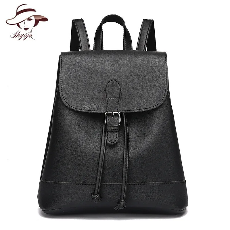 New Candy Color Backpack Women Backpacks Leather School Bag Female Casual PU Leather Satchel Rucksack Bag