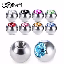 10 шт./лот болт с кристаллом головка отверстия Нержавеющая сталь мяч разноцветные 16/14G губы язык кольцо уха живота для бровей для пирсинга PLP08