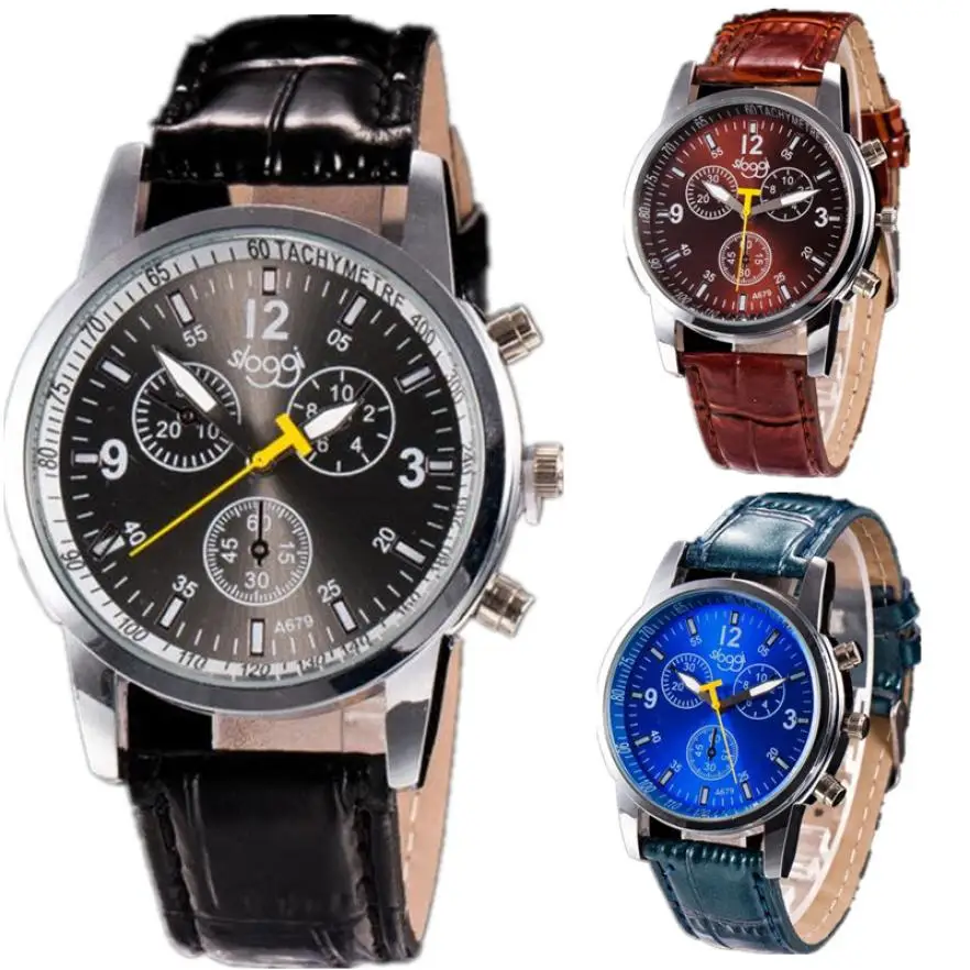 

Stylish Men's Watch Luxury Fashion Crocodile Faux Leather Mens Watches New Luxury Watch Casual 18aug7