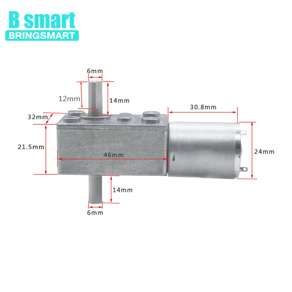 Bringsmart jgy-370s 12 вольт мотор dc червь мотор-Двигатель двойной вал обратный Self-замок двойной Выход вал Редуктор Мини Двигатели мотор редуктор электродвигатель моторчик электромотор моторчик электродвигатель