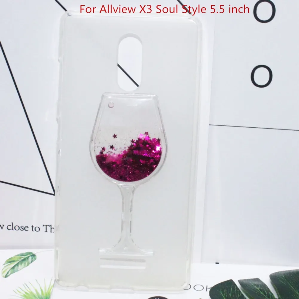 

Soft Silicone Phone Case Cover For Allview X3 Soul Style 5.5 inch Quicksand Rhinestone Red Wine Glass Pattern Fundas Capa