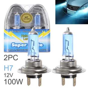 

2pcs Auto H7 H4 100W Halogen Bulb Xenon 6000K White Light Super Bright Fog Light Quartz Glass Car Front Headlight Lamp Daylight