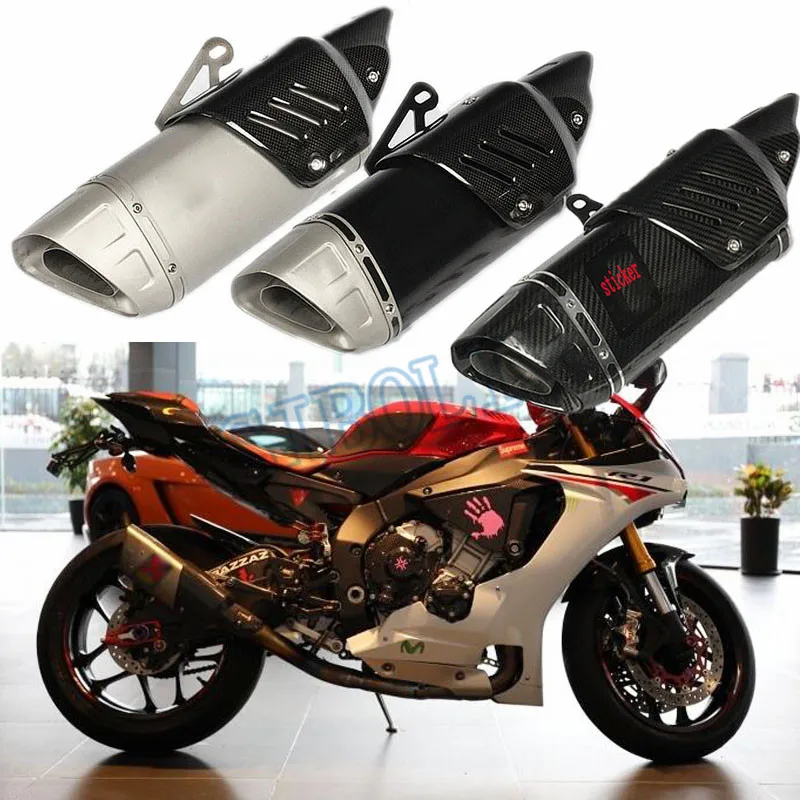 

NEW 51MM Outlet Universal Motorcycle Muffler Pipe Real Full Carbon Fiber Protector Heat Shield Cover Exhaust Escape Moto AK224