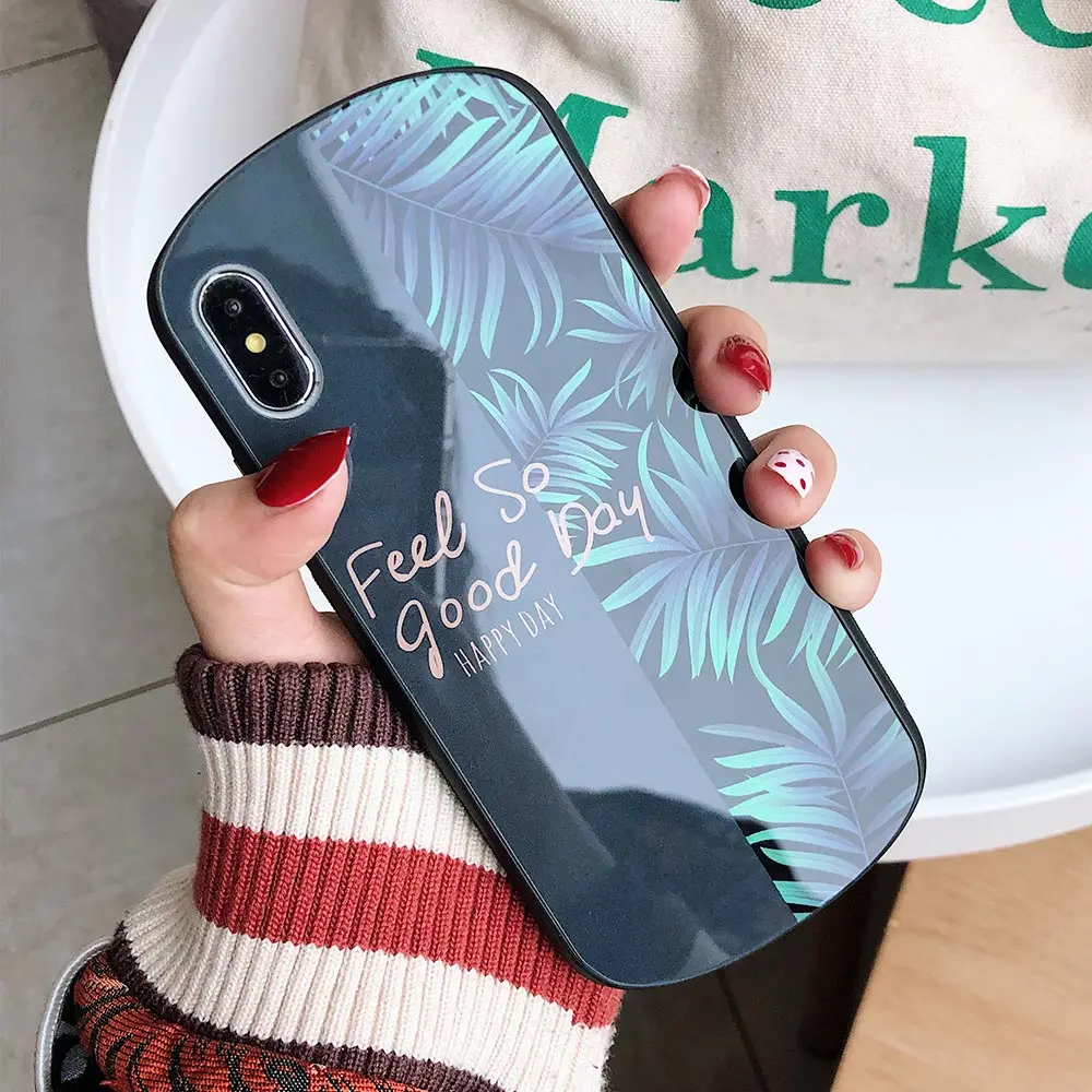 Роскошный стеклянный чехол для iPhone 7 8 X XR XS из закаленного стекла Plus 6 6S 6Plus Max Coque