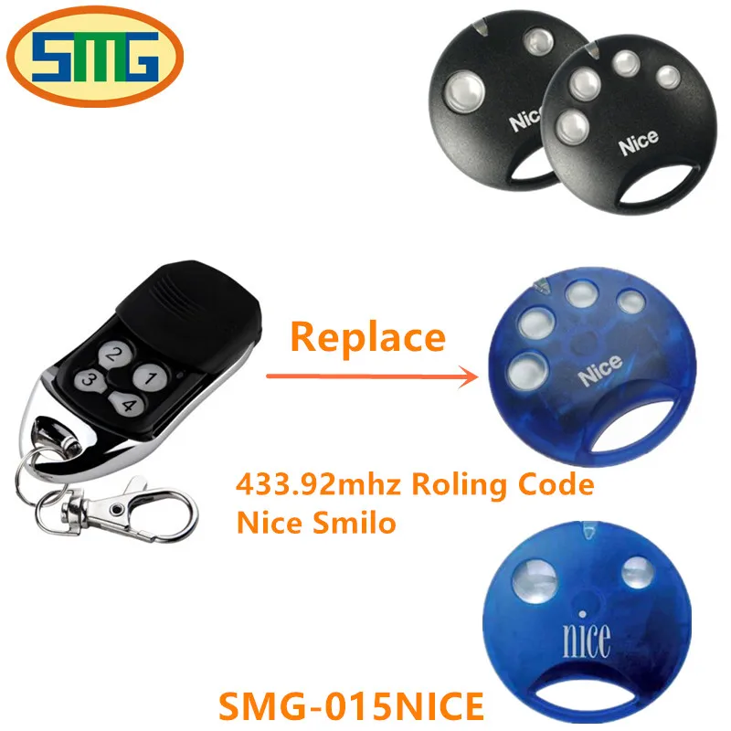 Baratos 2 piezas agradable smilo 2 agradable smilo 4 remoto de puerta de garaje de control remoto rodando código agradable mandos a distancia de sustitución