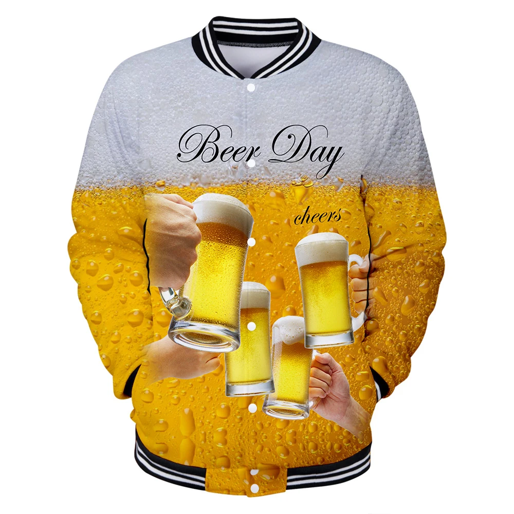 Beer day 3D Новое поступление одежда зимняя Мужская/Женская Хип-хоп модная теплая и удобная бейсбольная куртка Лидер продаж плюс размер 4xl
