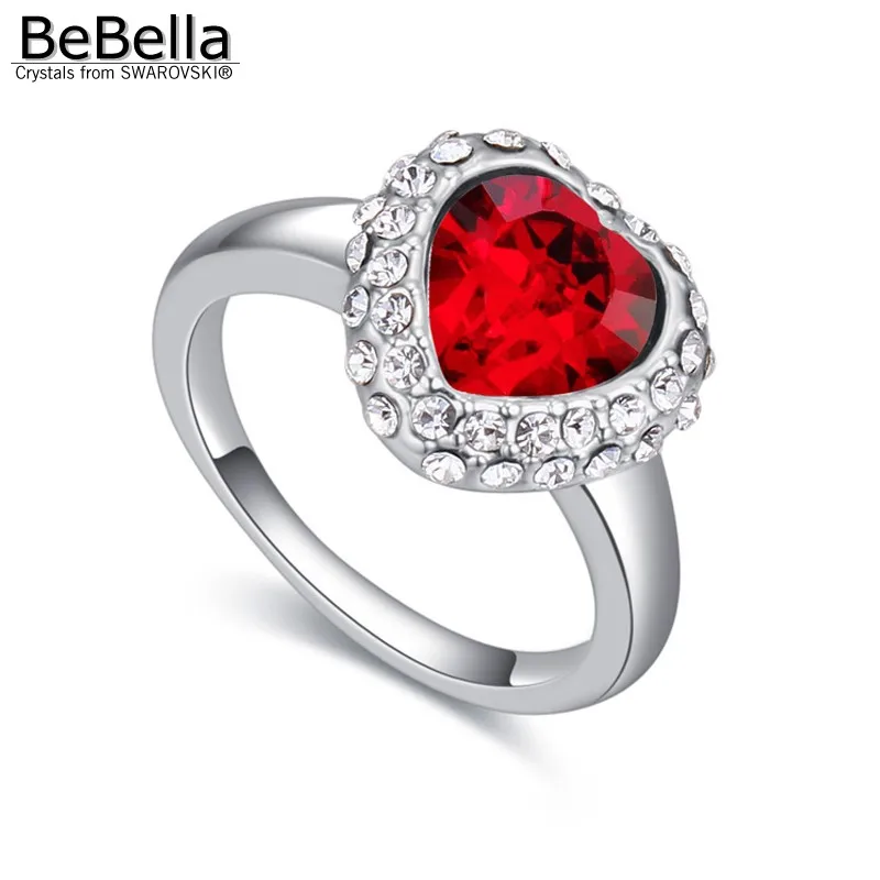 Женское кольцо с кристаллами BeBella на палец в форме сердца элементами Swarovski 5