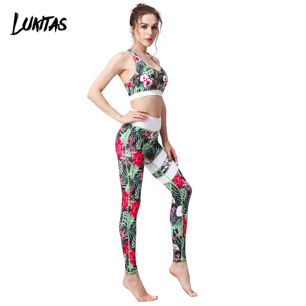 LUKITAS 2018 женские комплекты для фитнеса и йоги 2 шт. бюстгальтер брюки спортивная
