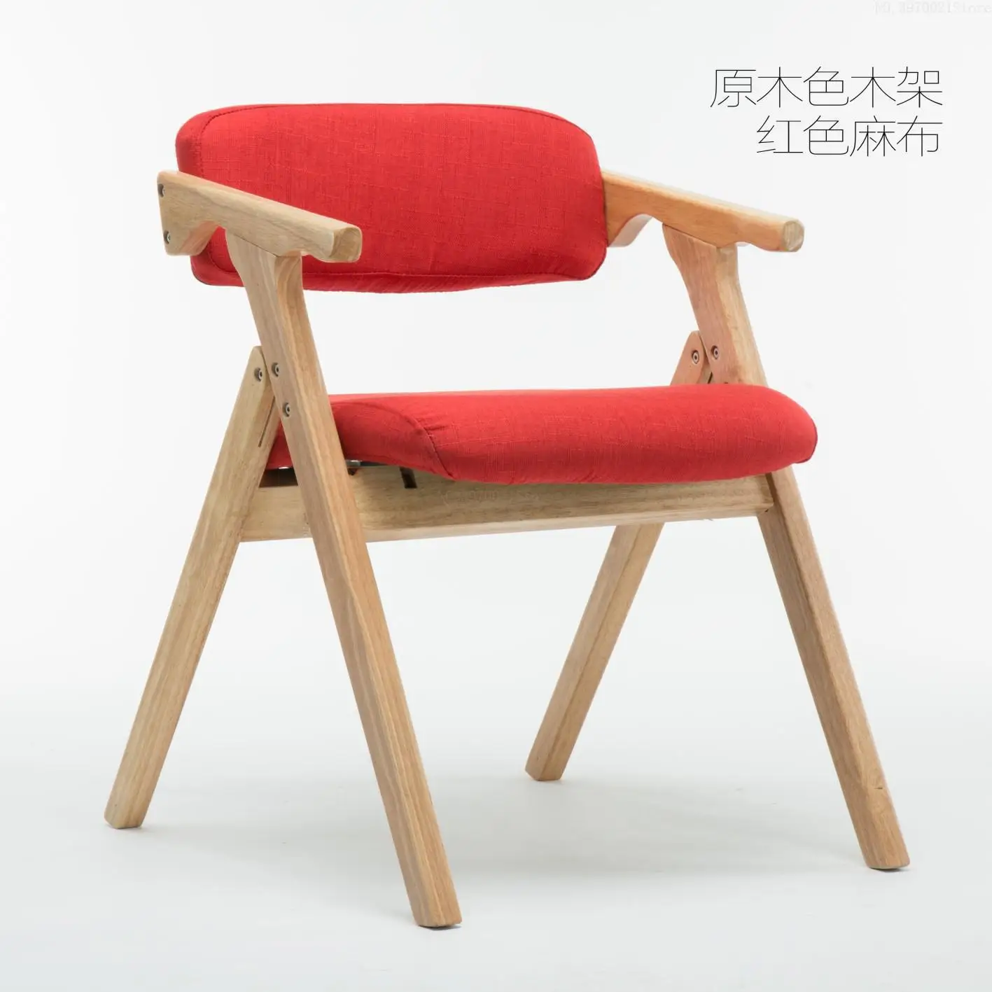 Современный минималистичный обеденный стул скандинавский деревянный обеденный стул тканевый складной стул подлокотник спинка компьютерный стул - Цвет: 5