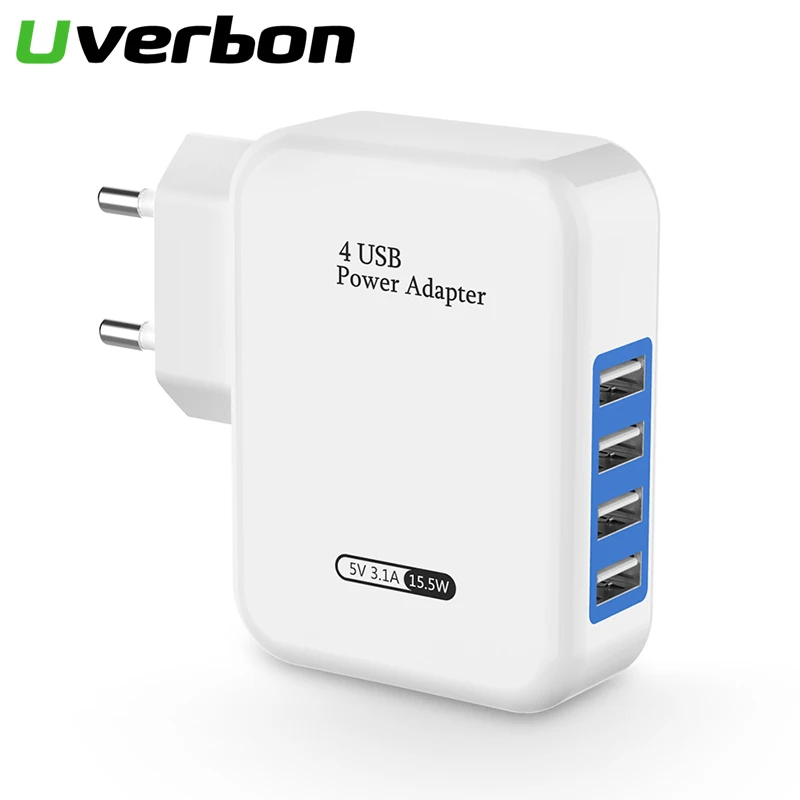 

5V/3A USB Smart Charger 4 Ports EU US Plug Multiple Wall Adapter for iPhone 8 7 6 6S Plus iPad Samsung Mobile Phone Charger