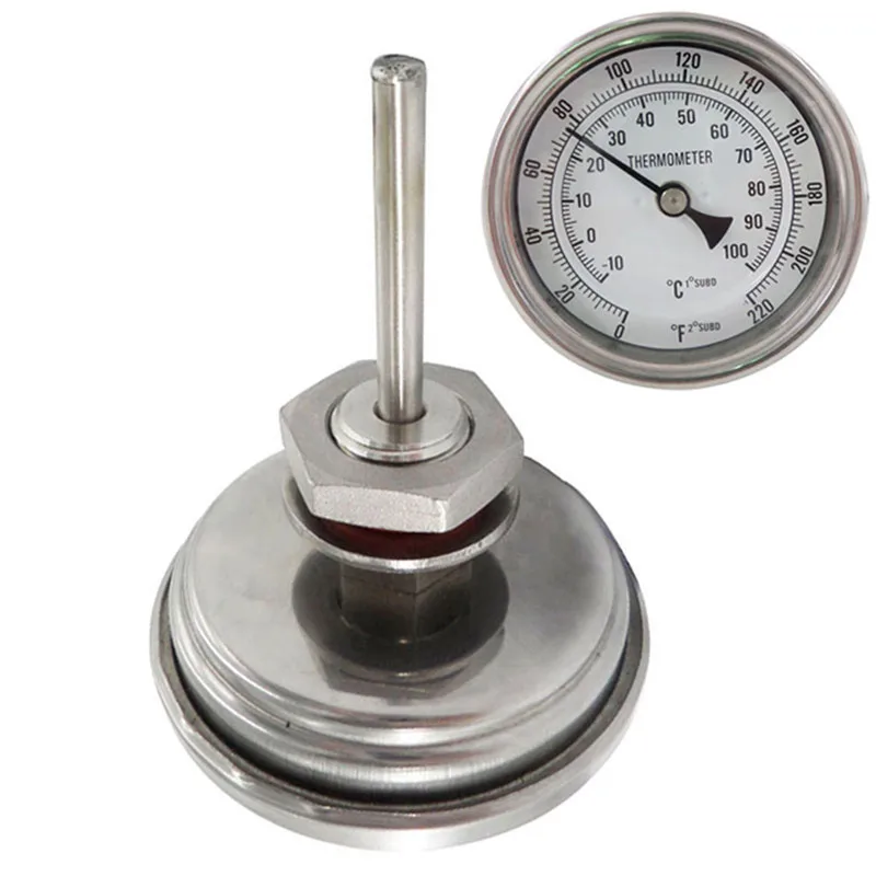 

Weldless Bi-metal Thermometer 3"Face & 2"Probe,Home brew 1/2"MNPT 0~220F degree Wine Making Homebrewing Mash