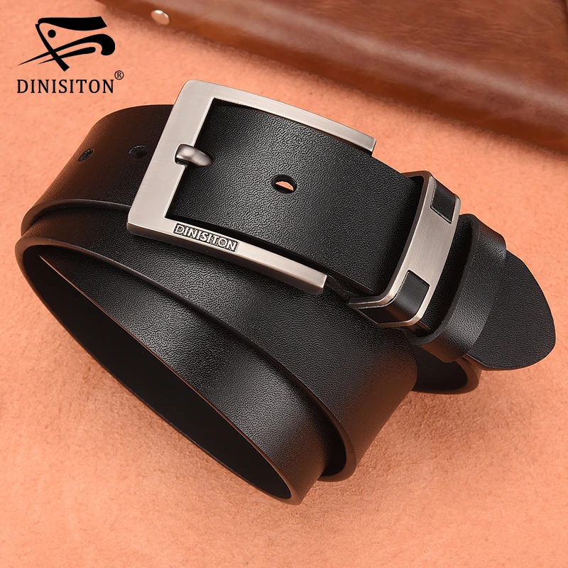 Ремень мужской из бычьей кожи DINISITON роскошный винтажный повседневный с пряжкой