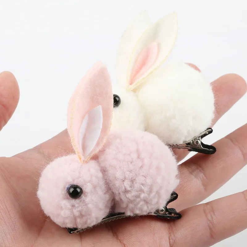 2pcs/lot Plush Girls Rabbit Hairpin Hair Rope Cute Cartoon Hair Clip ...