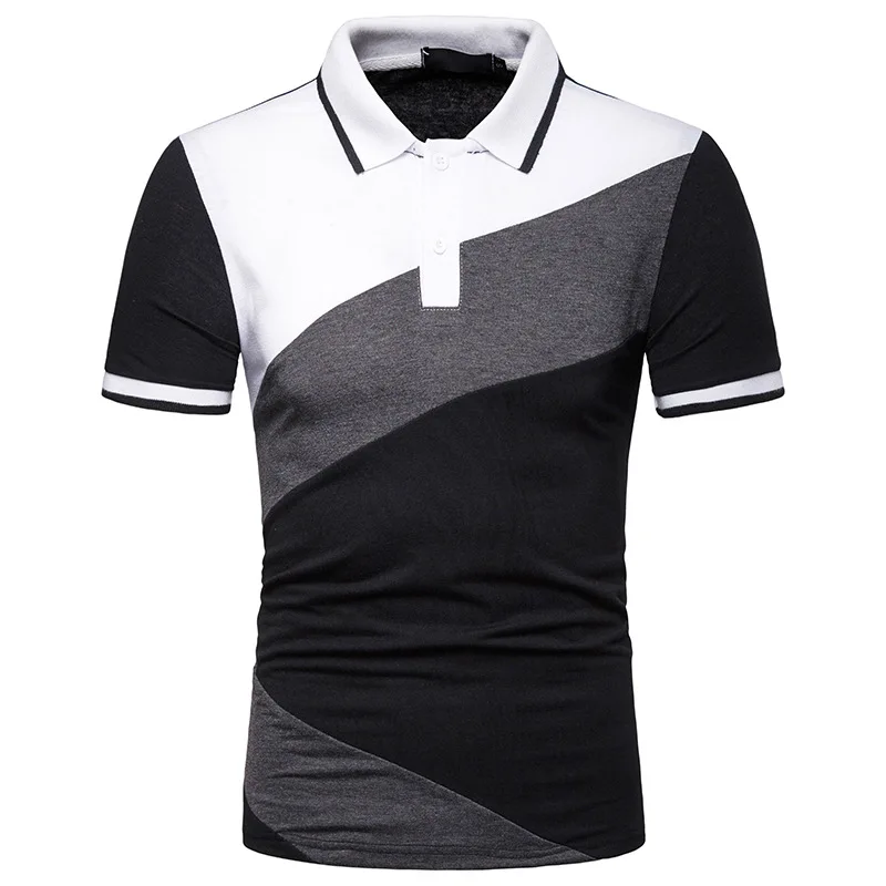 

Dropshipping Male Formal Polos Patchwork Casual Business Men Polo Fashion Father's Polo Shirt
