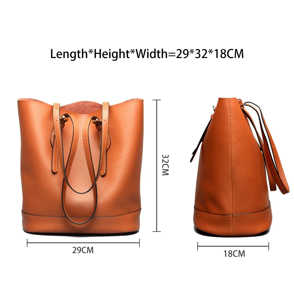 Zency Large Capacity Women Shoulder Bags 100% Genuine Leather Handbag Brown Vintage Shopping Bag Su