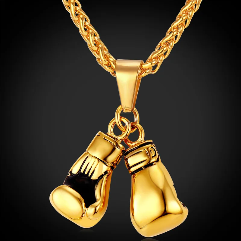 Buy Golden Boxing Glove Pendant Charm Necklace Sport Jewelry 316L Stainless