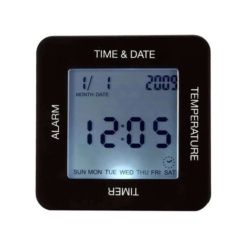 Black Digital Rotating Alarm Clock with Timer Alarm Time ...