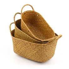 Соломенная соткать ткачество корзина для хранения фруктов ротанга коробка для хранения косметики чай Корзина для пикника Организатор рук экологической
