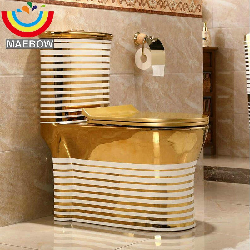 Artistic Golden One Piece Closestool Cyclone Flushing S Trap Floor Mounted Luxious Villa Bathroom Seat Toilet Toilets Aliexpress