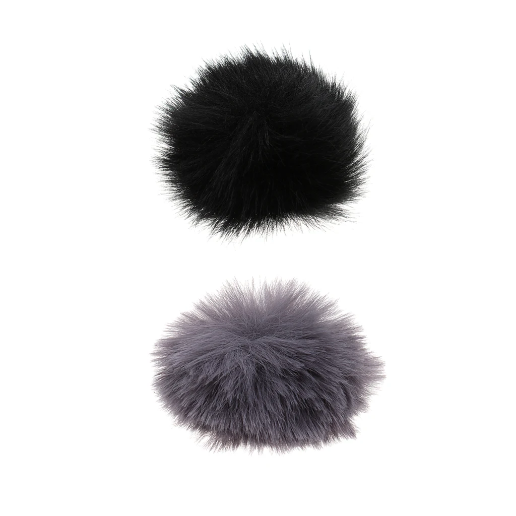 0.98inch Fur Microphone Windscreen Windshield Muff Reduce Wind Noise Mic Cover Black/Silver Gray