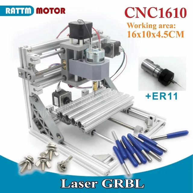DE корабль 1610 GRBL управления DIY мини ЧПУ рабочая зона 160x100x45 мм 3 оси Pcb фрезерный станок, древесины маршрутизатор, v2.4