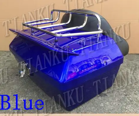 Задний ящик багажника мотоцикла багажная верхняя стойка спинка с тормозным светом для Kawasaki Vulcan Classic VN 400 500 800 VN900 1200 2000 - Цвет: Blue