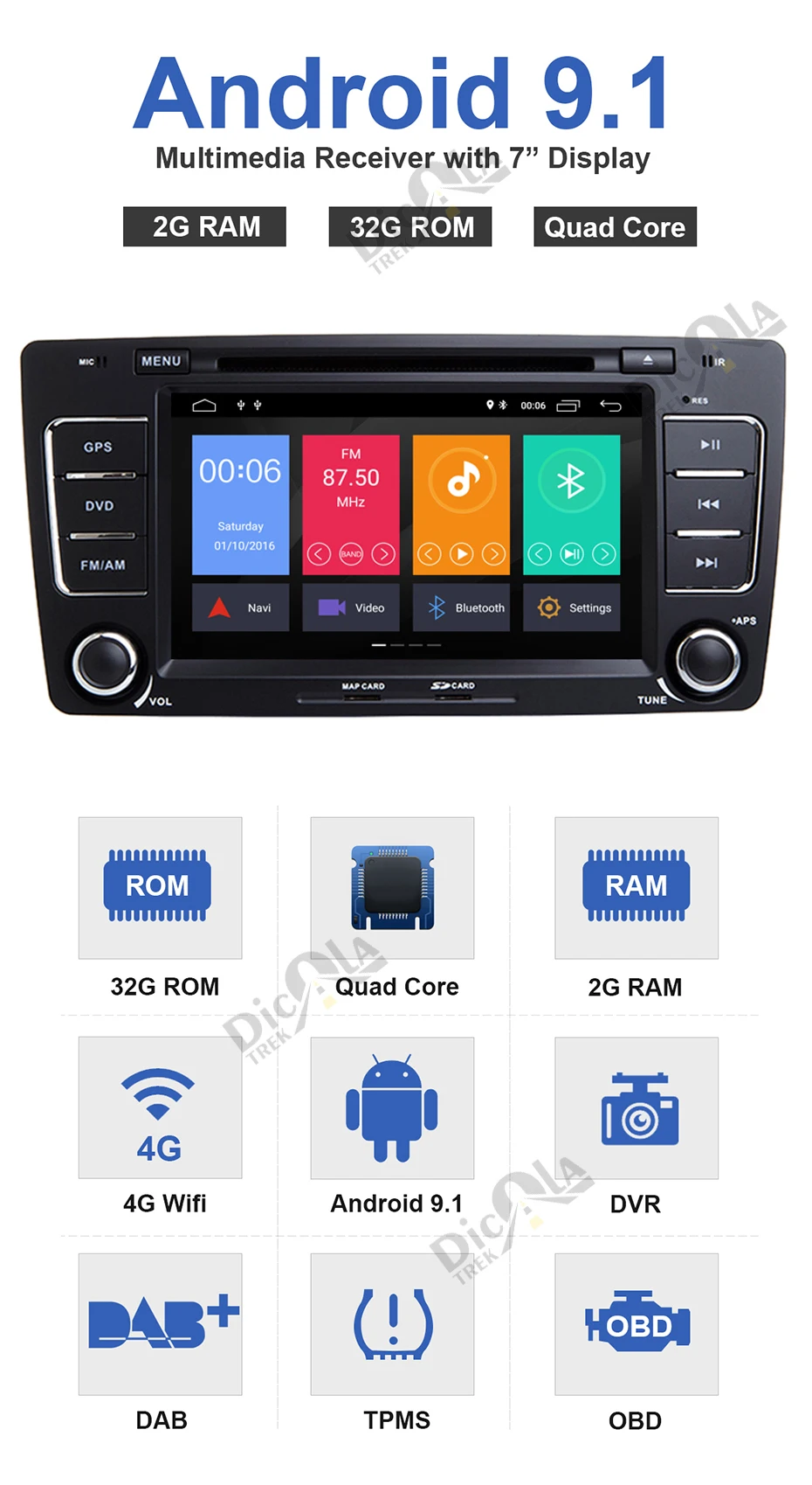 Excellent 7" HD IPS Android 9.1 2G+32G 2din HD screen car dvd player gps for Skoda Octavia A5 Yeti Fabia 2008-2013 wifi 4G RDS 3 Excellent 7" HD IPS Android 9.1 2G+32G 2din HD screen car dvd player gps for Skoda Octavia A5 Yeti Fabia 2008-2013 wifi 4G RDS 3