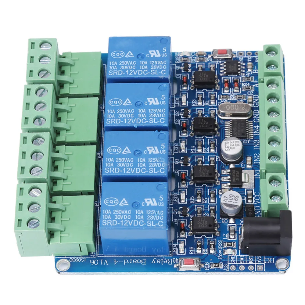 1pc 4 Channel Relay Module Board STM8S103F3 Microcontroller RS485 Communication four input