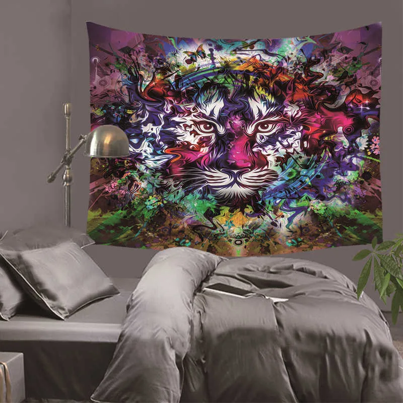 

3D Wild Tiger Series Pattern Polyester Tapestry Wall Hanging Cool Tigers Cozy Leopard Family Beach Living Room Decor Art DH0016
