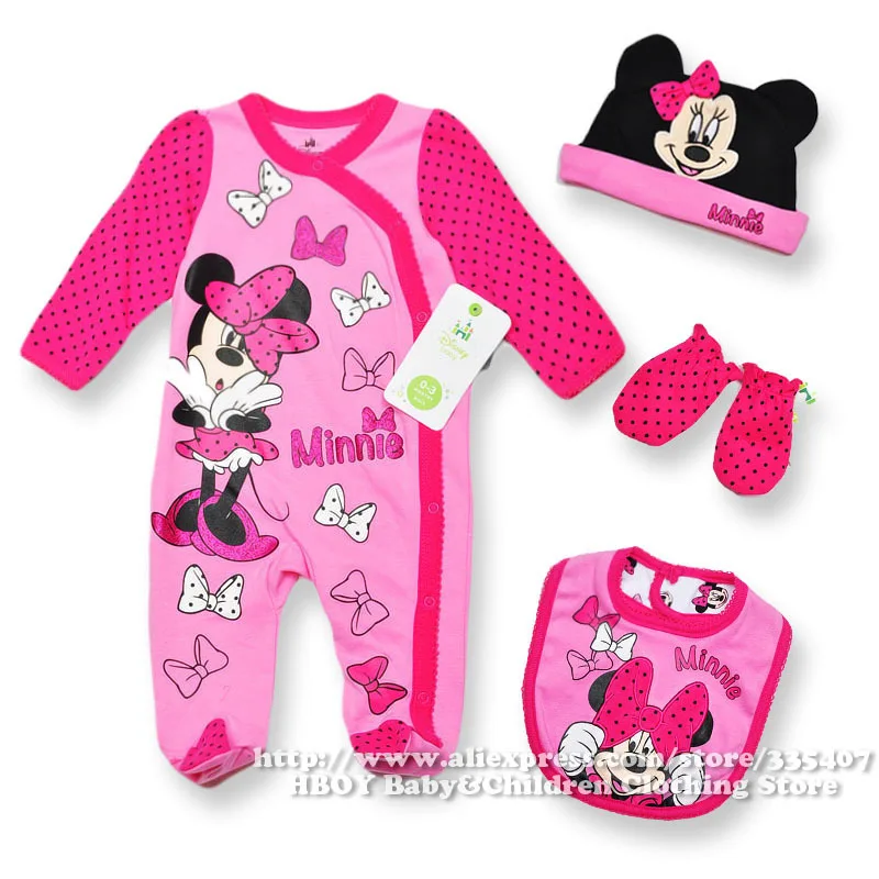 Brand Dis*** 4pcs/set Mickey Minnie Mouse Baby Girls clothing sets