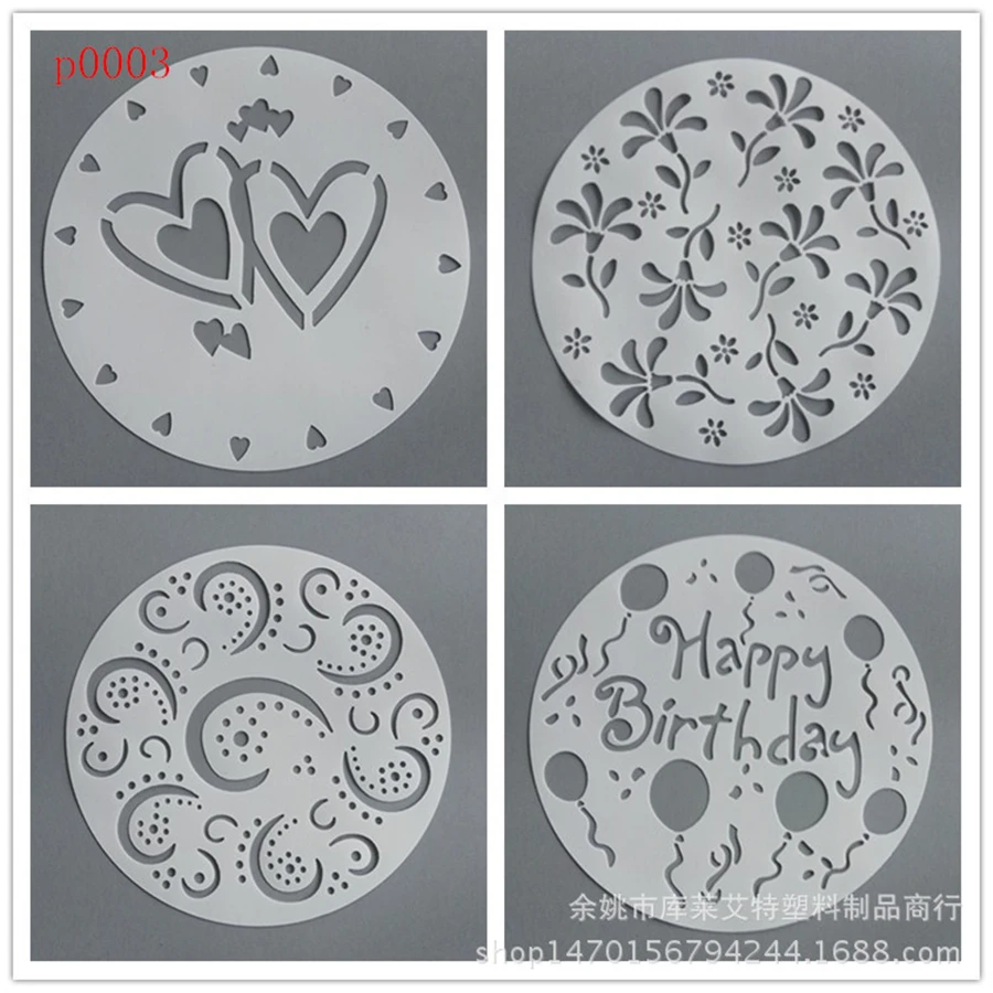 4pcs/set Different Style Coffee Spray Cappuccino Template Stencil Mousse Biscuit Mold Dessert Cupcake Pastry Decorating Tool |