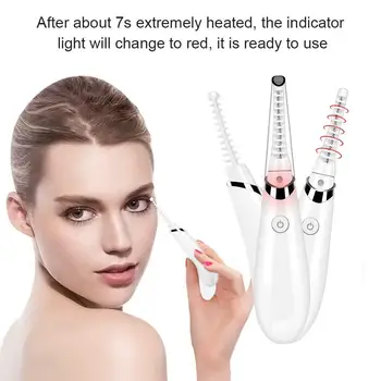 

Electric Heated Eyelash Curler Eye Lashes Curling Tool Enhancer Pen Electronic Comb Professional Long Lasting Natural USB Rech