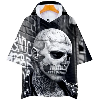 

2018 Zombie Boy Rick Genest Cool Short Sleeve Hoodies Sweatshirts Harajuku Funny Print Women/Men Hip Hop Hoodies Top Clothes 4XL
