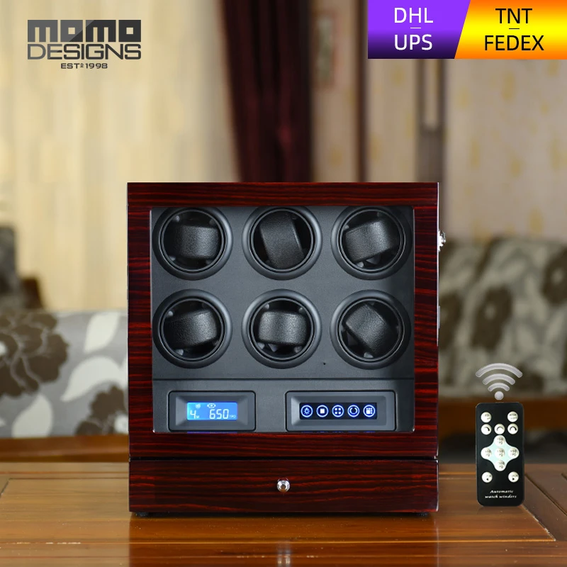 Luxury wooden watch winder with drawer, High quality LCD control 6+2 Automatic watch winder box watch storage case Birthday gift
