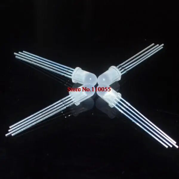 

10pcs 5mm RGB LED Common Cathode Tri-Color Emitting Diodes f5 RGB Diffused