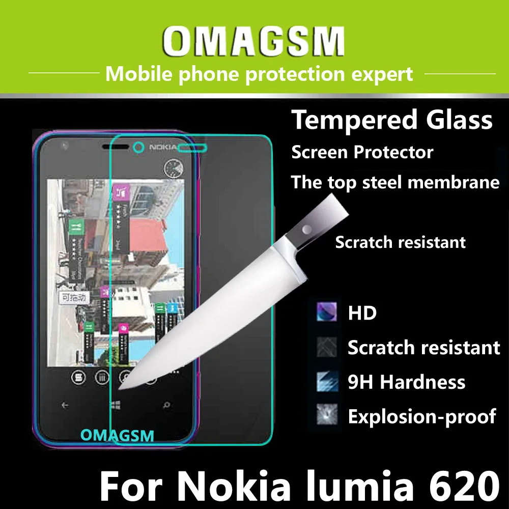 2pcs/lots High Quality For Nokia Lumia 620 Premium Tempered Glass Screen Protector Toughened protective film With Package | Мобильные